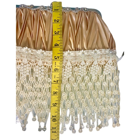 Gold Zig-zag Pleated Satin Evening Bag With Big Crystal Diamanté Clasp - Picture 10 of 10